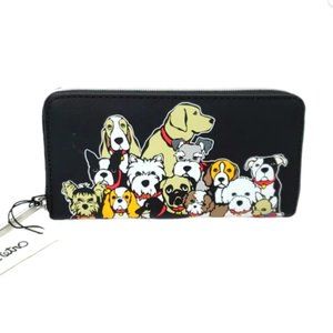 NWT Marc Tetro Large Zip Around Black Wallet With dogs, Dog Lovers Wallet